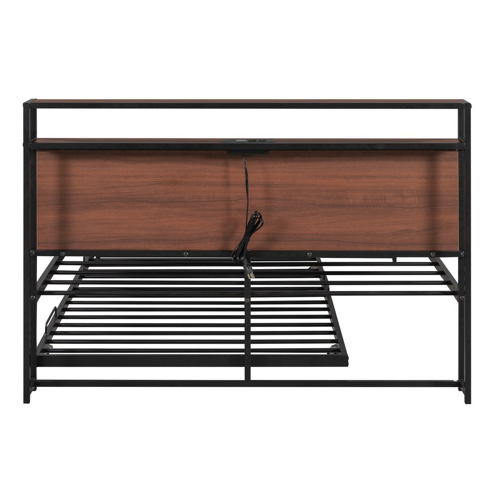 Black Metal Full Bed Frame With Trundle