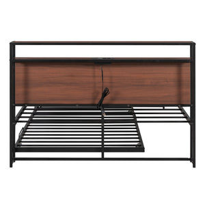 Black Metal Full Bed Frame With Trundle