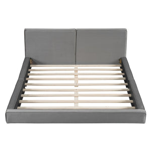 Gray Tufted Velvet Upholstered Queen Bed Frame