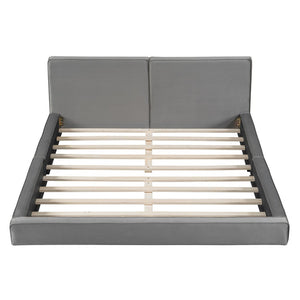 Gray Tufted Velvet Upholstered Queen Bed Frame