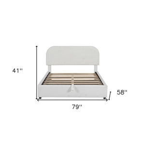 White Tufted Upholstered Full Bed Frame