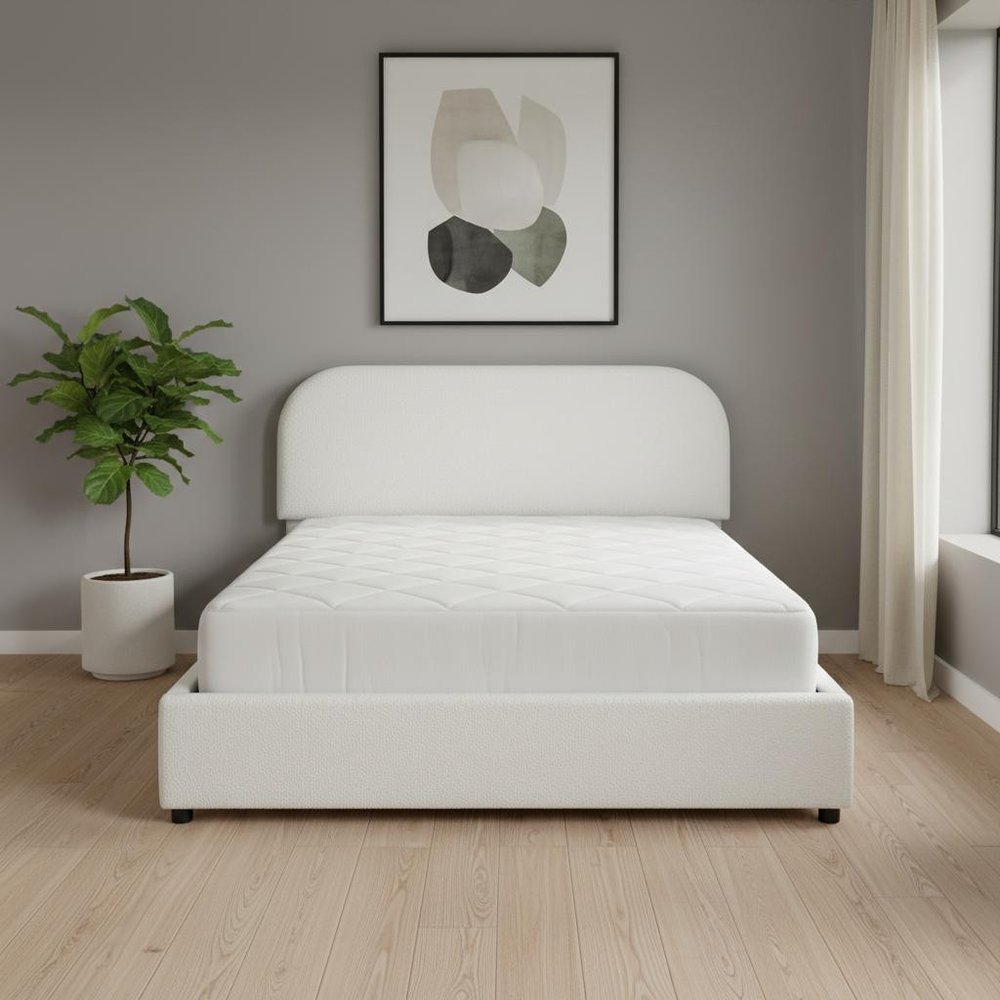 White Tufted Upholstered Queen Bed Frame