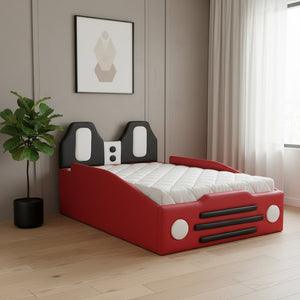 Red Tufted Upholstered Twin Bed Frame