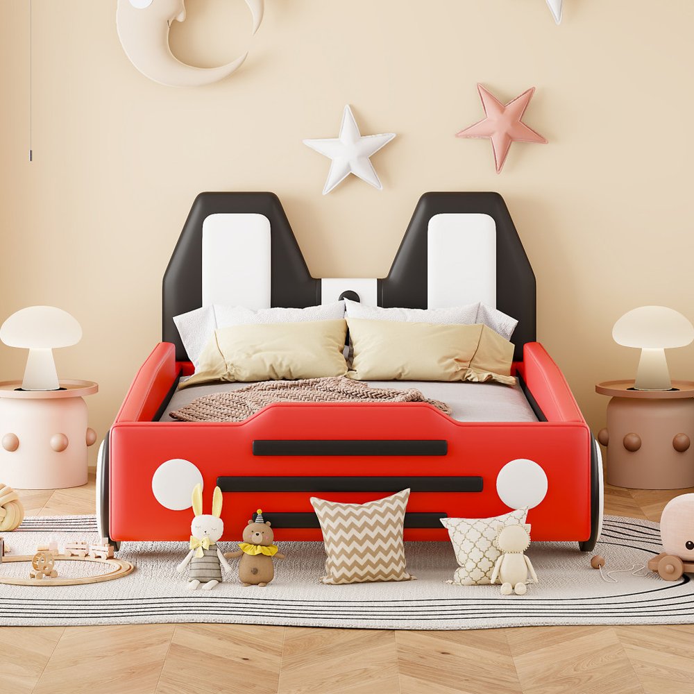 Red Tufted Upholstered Twin Bed Frame