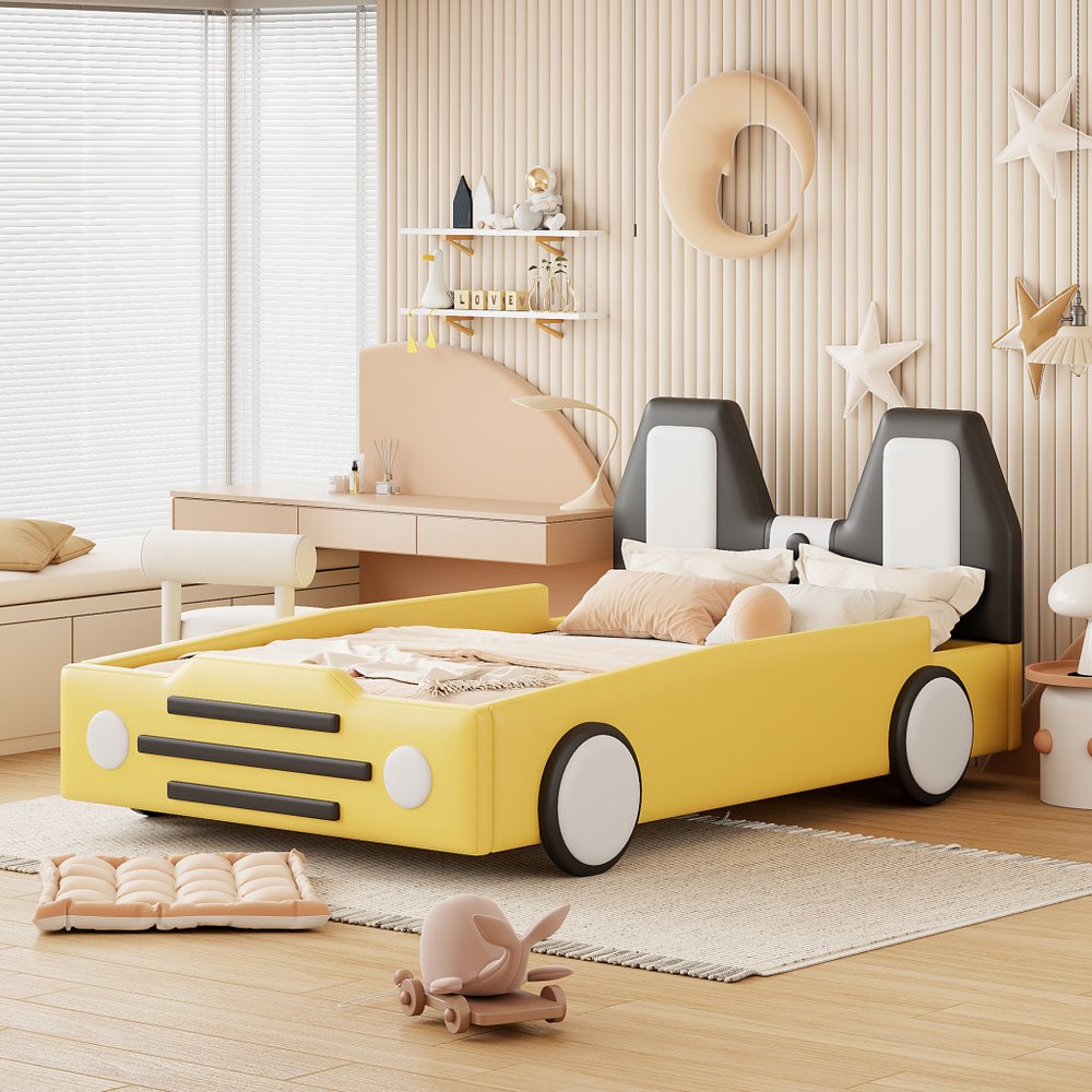 Yellow Tufted Upholstered Twin Bed Frame