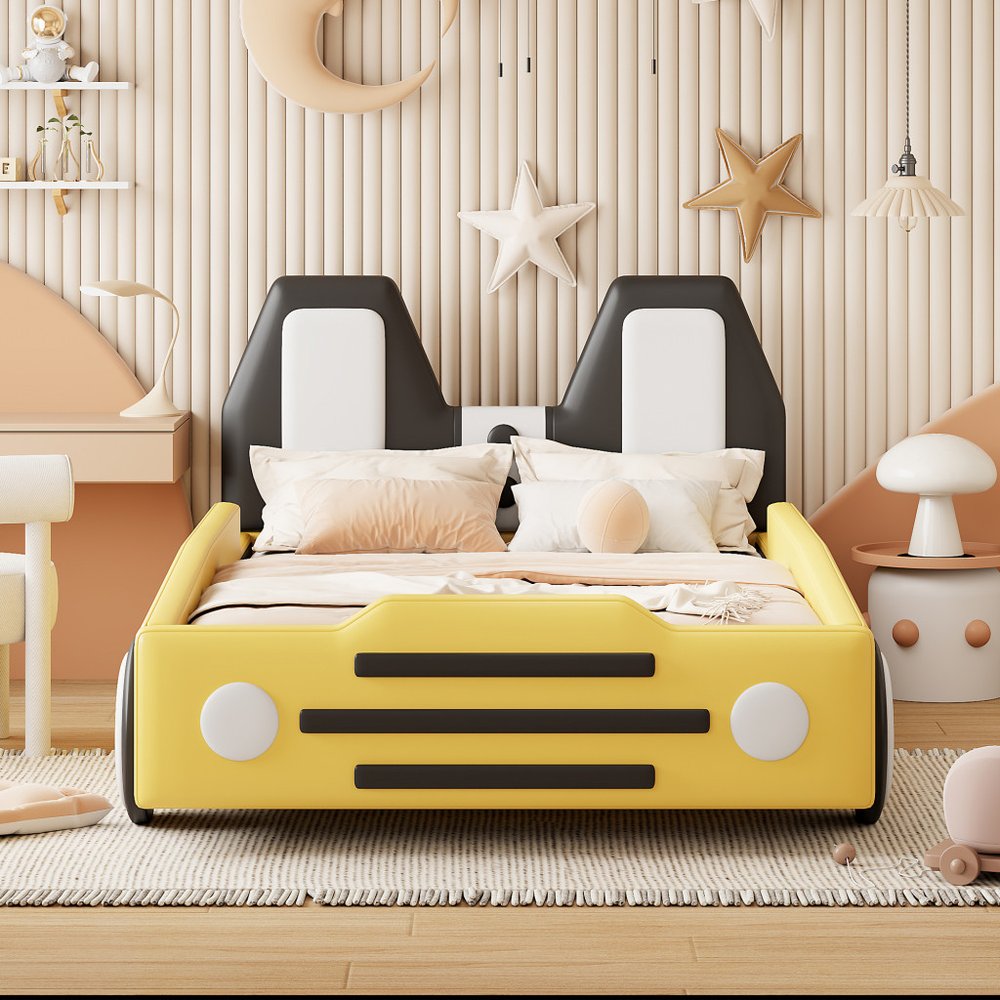Yellow Tufted Upholstered Twin Bed Frame