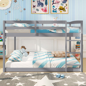 Full Over Full Bunk Bed Low-to-ground Bunk Bed-Gray