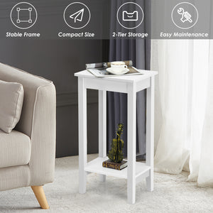 Set of 2 Versatile 2-Tier End Table with Storage Shelf-White