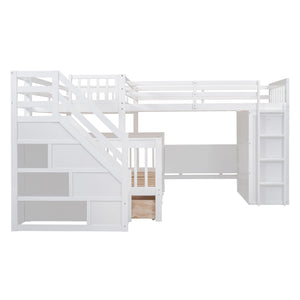 L Shaped Bunk Bed With 3 Drawers, Portable Desk And Wardrobe by Couch.com