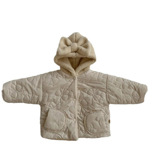 Girls' Cashmere Thickened Hooded Cotton Coat Jacket