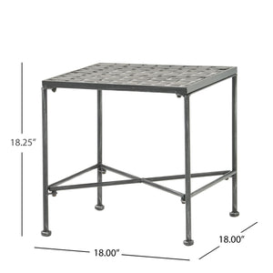 Outdoor Square Side Table With X Shaped Iron Frame - Black by Couch.com