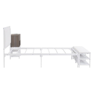 White Metal And Tufted Upholstery Upholstered Twin Bed Frame