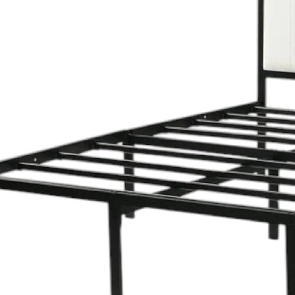 Black and White Metal And Tufted Upholstery Upholstered Full Bed Frame