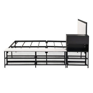 Black and White Metal And Tufted Upholstery Upholstered Full Bed Frame