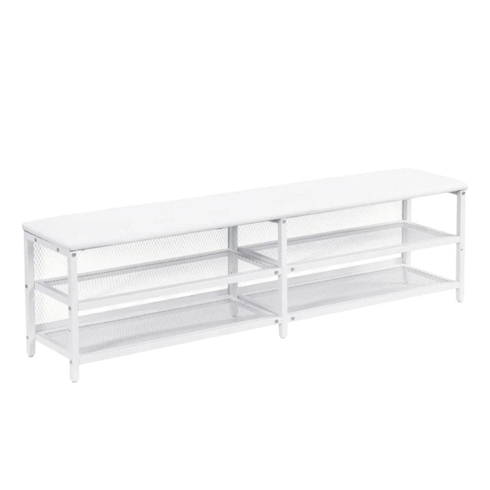 White Metal And Tufted Upholstery Upholstered Full Bed Frame