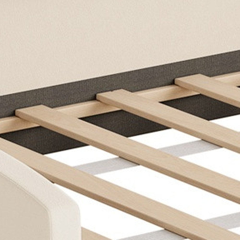 Beige Tufted Velvet Upholstered Twin Bed Frame With Drawers