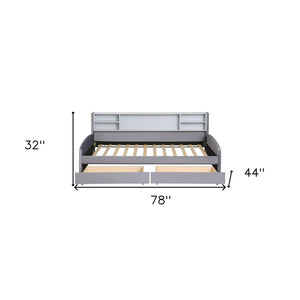 Gray Tufted Velvet Upholstered Twin Bed Frame With Drawers