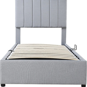 Gray Tufted Upholstered Twin Bed Frame With Trundle