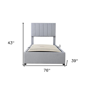 Gray Tufted Upholstered Twin Bed Frame With Trundle