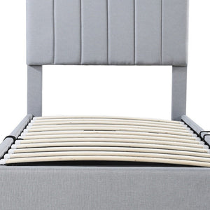 Gray Tufted Upholstered Twin Bed Frame With Trundle