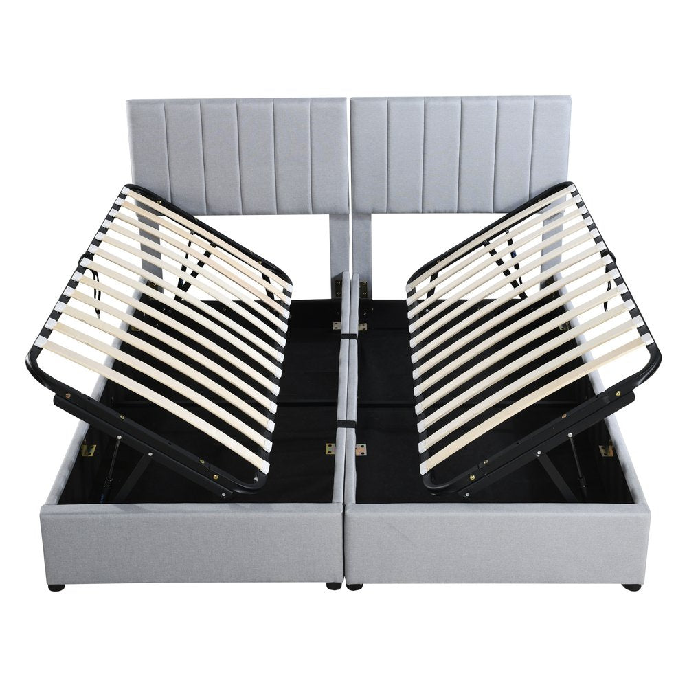 Gray Tufted Upholstered King Bed Frame