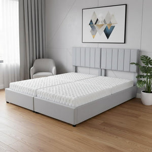 Gray Tufted Upholstered King Bed Frame