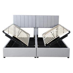 Gray Tufted Upholstered King Bed Frame