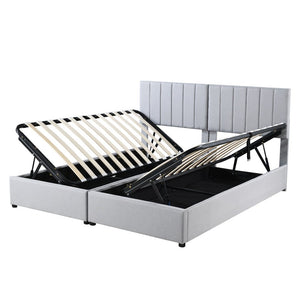 Gray Tufted Upholstered King Bed Frame