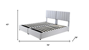 Gray Tufted Upholstered King Bed Frame