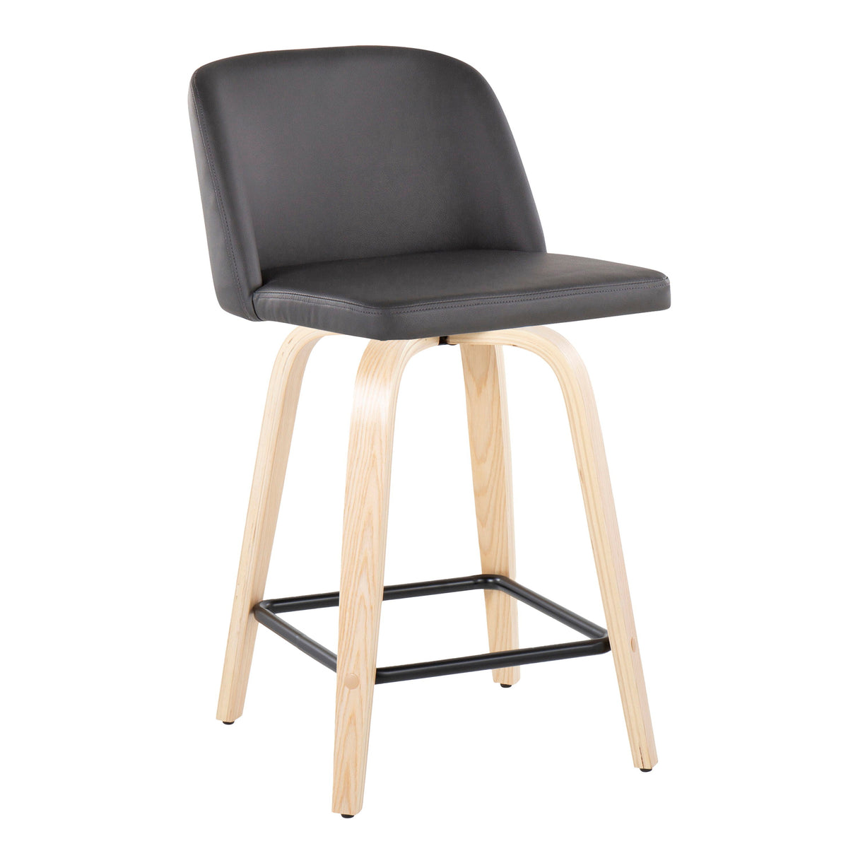 Toriano - Contemporary Modern Design Fixed Height Counter Stool With Swivel With Square Footrest (Set of 2) by Couch.com