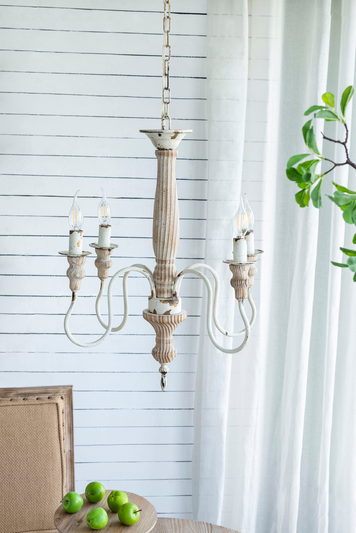 4 Light Chandelier, Hanging Light Fixture With Adjustable Chain For Kitchen, Bulb Not Included - Cream White by Couch.com