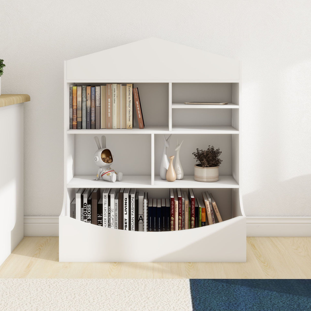 Children's Multi-Functional 7 Shelf Bookcase, Storage Display, Rack, Organizer - White by Couch.com