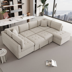 Oversized Sectional Sofa U-Shaped Sofa Couch Pull-Out Sofa Bed With Two Throw Pillows For Living Room by Couch.com