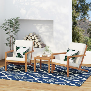 3 Piece Outdoor Chat Set With Table And 2 Adirondack Chairs - White / Brown Patina by Couch.com