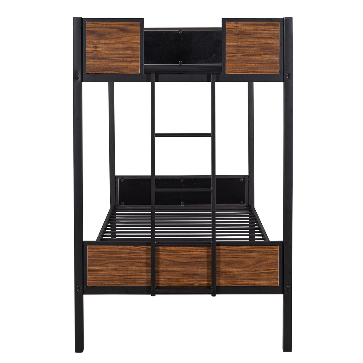 Twin Over Twin Bunk Bunk Bed With Safety Rail, Built In Ladder For Bedroom - Brown by Couch.com