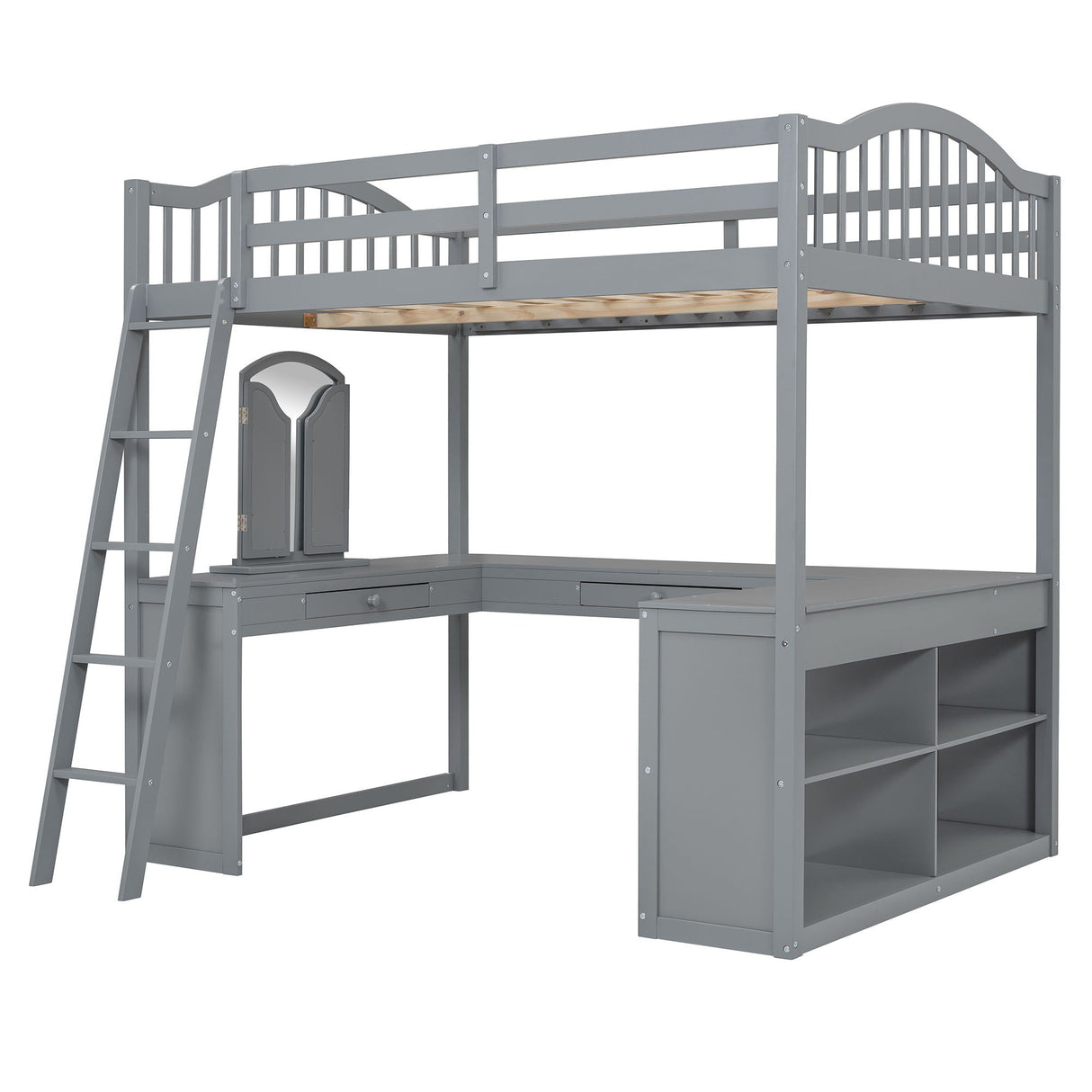 Loft Bed With Drawers, Cabinet, Shelves With Desk by Couch.com