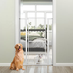 59  Extra Tall Pet Gate Heavy-Duty Metal Cat Gate with Wide Opening-White