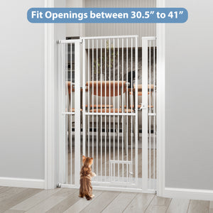 59  Extra Tall Pet Gate Heavy-Duty Metal Cat Gate with Wide Opening-White