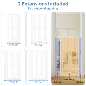 59  Extra Tall Pet Gate Heavy-Duty Metal Cat Gate with Wide Opening-White