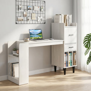 59" Home Office Desk with Side Storage Shelves and Drawer Cabinets for Bedroom-White
