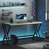 59 Inch Computer Desk with Heavy-duty Metal Frame and Crossbar-Gray
