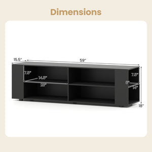 59 Inch Console Storage Entertainment Media Wood TV Stand-Black