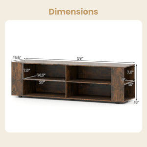 59 Inch Console Storage Entertainment Media Wood TV Stand-Walnut