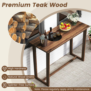 59 Inch Outdoor Bar Table with Slatted Top
