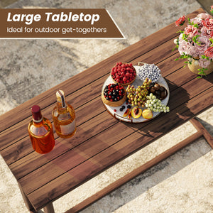 59 Inch Outdoor Bar Table with Slatted Top