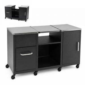 59" Outdoor Grill Table with 2 Removable Shelves and Stainless Steel Top-Black