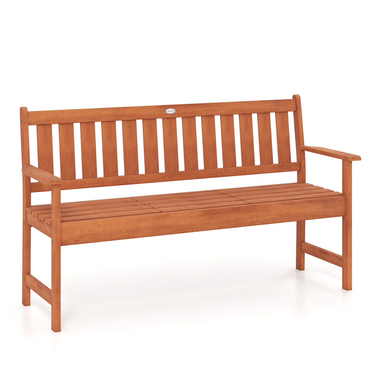 59" Outdoor Wood Garden Bench with Pull-Out Center Table