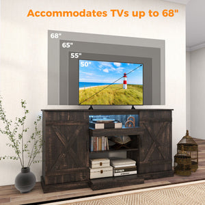 58 Inches TV stand for TVs up to 65 Inches with 20 Color Led Lights-Coffee