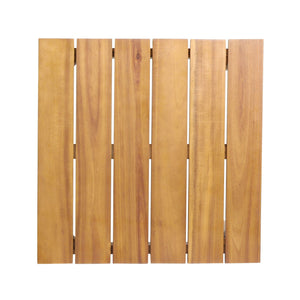 Outdoor Square Side Table With Slatted Top And Wood Frame - Teak by Couch.com