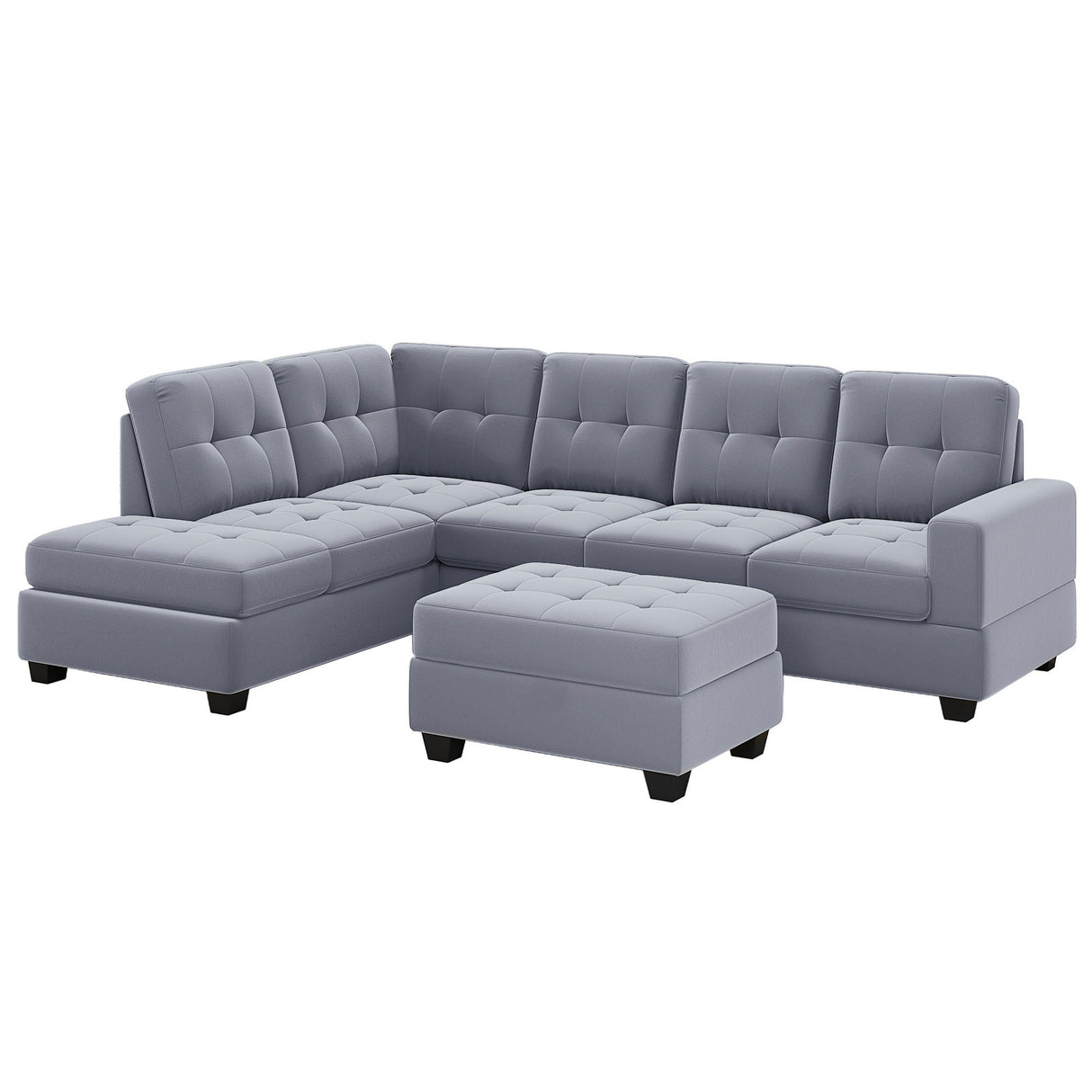 Modern Sectional Sofa With Reversible Chaise, L Shaped Couch Set With Storage Ottoman And Two Cup Holders For Living Room by Couch.com